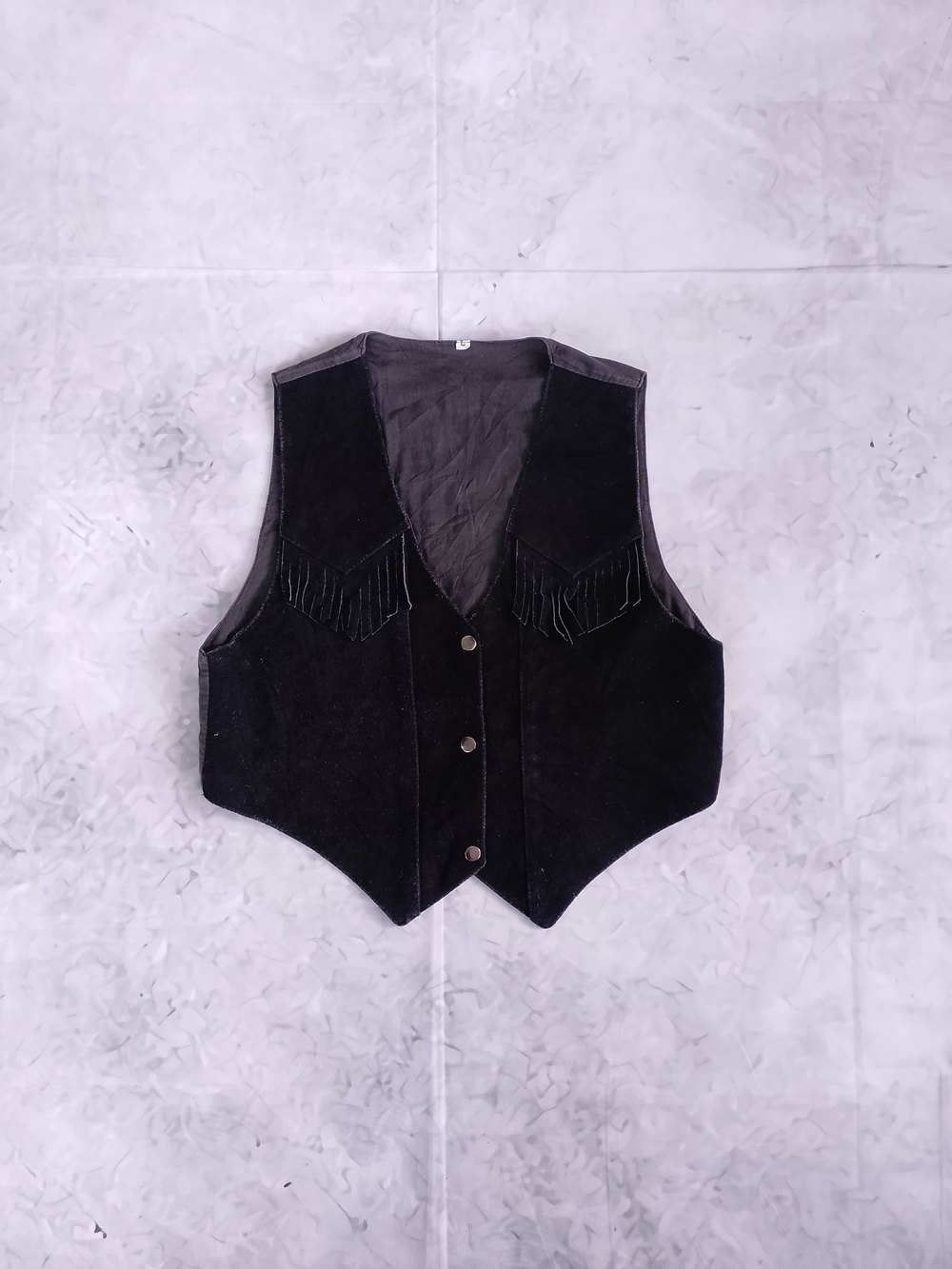 Vintage Black Suede Fringe Western Vest
